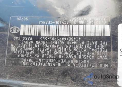 2009 Toyota Camry Le z USA, uszkodzony, nr VIN 4T4BE46K79R097585